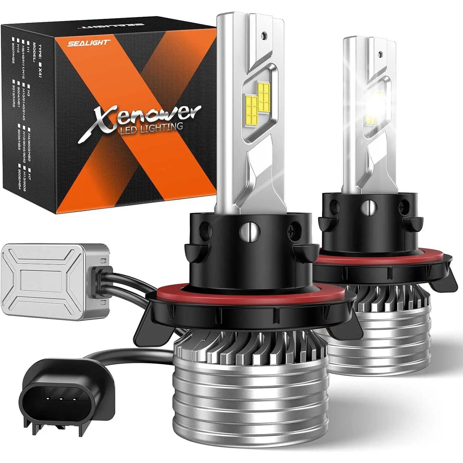 2011 Ford Mustang H13/9008 130W 6500K White IP68 LED Headlight Bulbs 2PCS SEALIGHT X4i