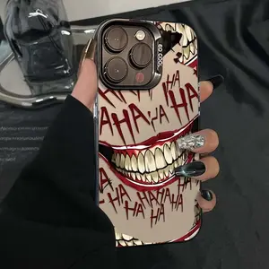 Crazy Joker Smile Grotesque Phone Case For iPhone 17 16 15 14 13 12 11 Pro Max XR XS Max 78 Plus MINI Y2K Creative Fashion Cover