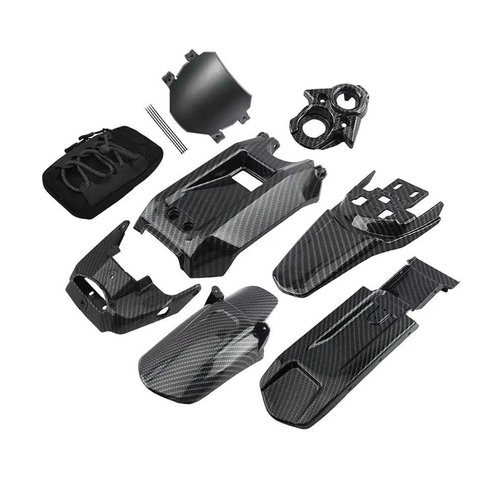 for Surron Light Bee X/S LBX LBS Accessories, Imitation Carbon Fiber Style Key Switch Cover, Battery Lock Cover, Inner Plate, Front Rear Fender, Shock Protector, Axle Guard, Motor Protection Cover Number plate for Segway X160 X260 Dirt Bike Parts Bags