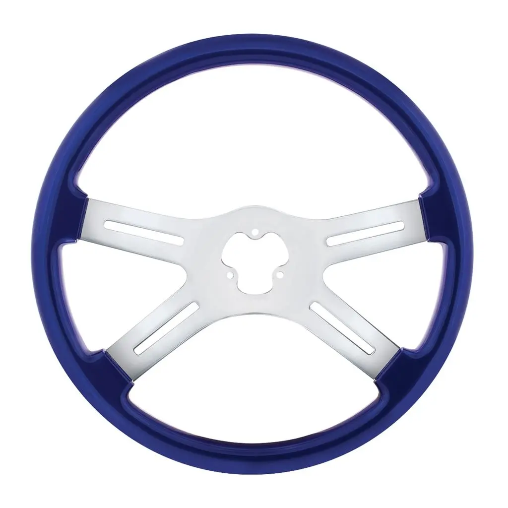 18" Indigo Blue 4 Spoke Steering Wheel Fits Kenworth, Peterbilt, Freightliner