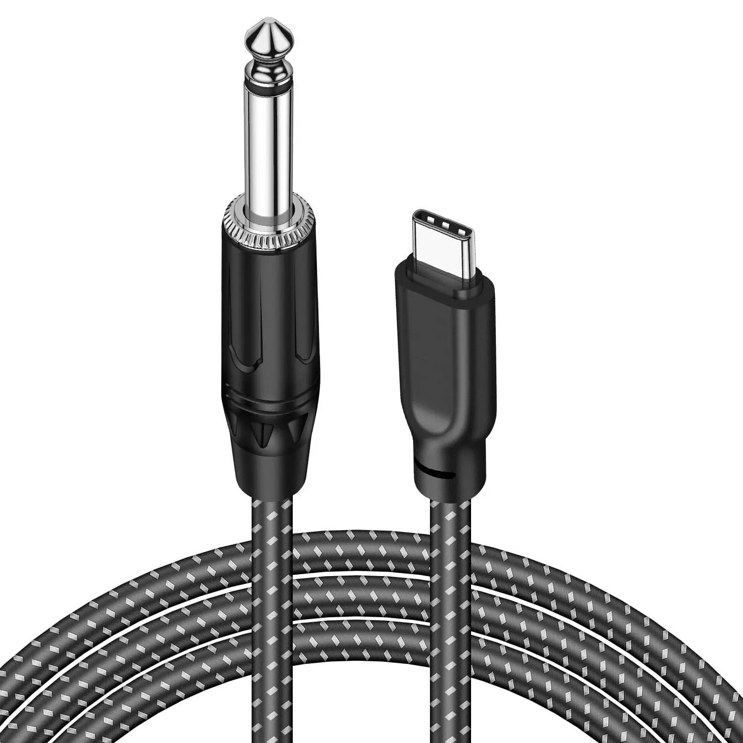 USB C Guitar Cable, 10FT USB Type C to 1/4 Inch TS Guitar Recording Cable 6.35mm Nylon Braided Guitar Cable Ideal for Guitarists & Music Producers, Plug & Play, Compatible with i Phone 15 16series