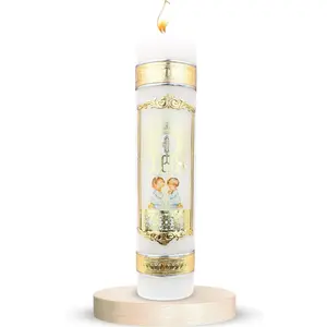 Authenthic Baptism Candle Made by Mexican Artisans at La Villa Guadalupe | velas para bautizo de niña o niño | Baptism Candle Set for Boys | velas de bautizo para nina | Catholic baptisms Candles Set
