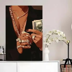 Boho Black Girl, Abstract Minimal Print, African Woman Poster