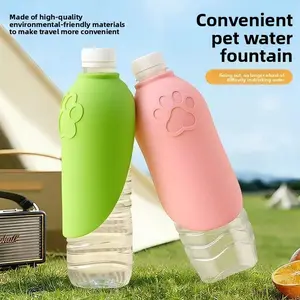 Pet Water Fountain Portable Outdoor Water Cup for Dogs Green & Pink Paw Print Design Travel-Friendly Accessory High-Quality Environmentally-Friendly Materials,Outdoor Interactive Bungee Dog Toy
