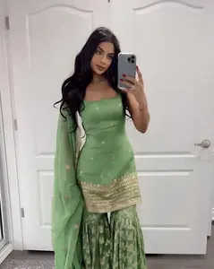 Pakistani Sparkling Indian Sharara Suit for Women USA, Georgette Fully Siched Sequin Embroidered Ethnic Readymade Wedding Wear, Indian Suit