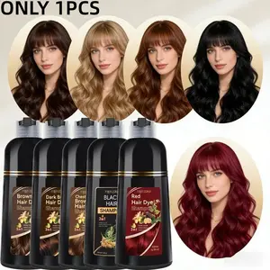 500ml 7-in-1 Hair Color Shampoo｜Family Size｜Colors, Cleanses & Nourishes in One Step｜Gentle Herbal Formula for Shine & Vibrant-Looking Hair｜5 Shades: Black, Brown, Dark Brown, Chestnut Brown, Red｜Nourishing Haircare