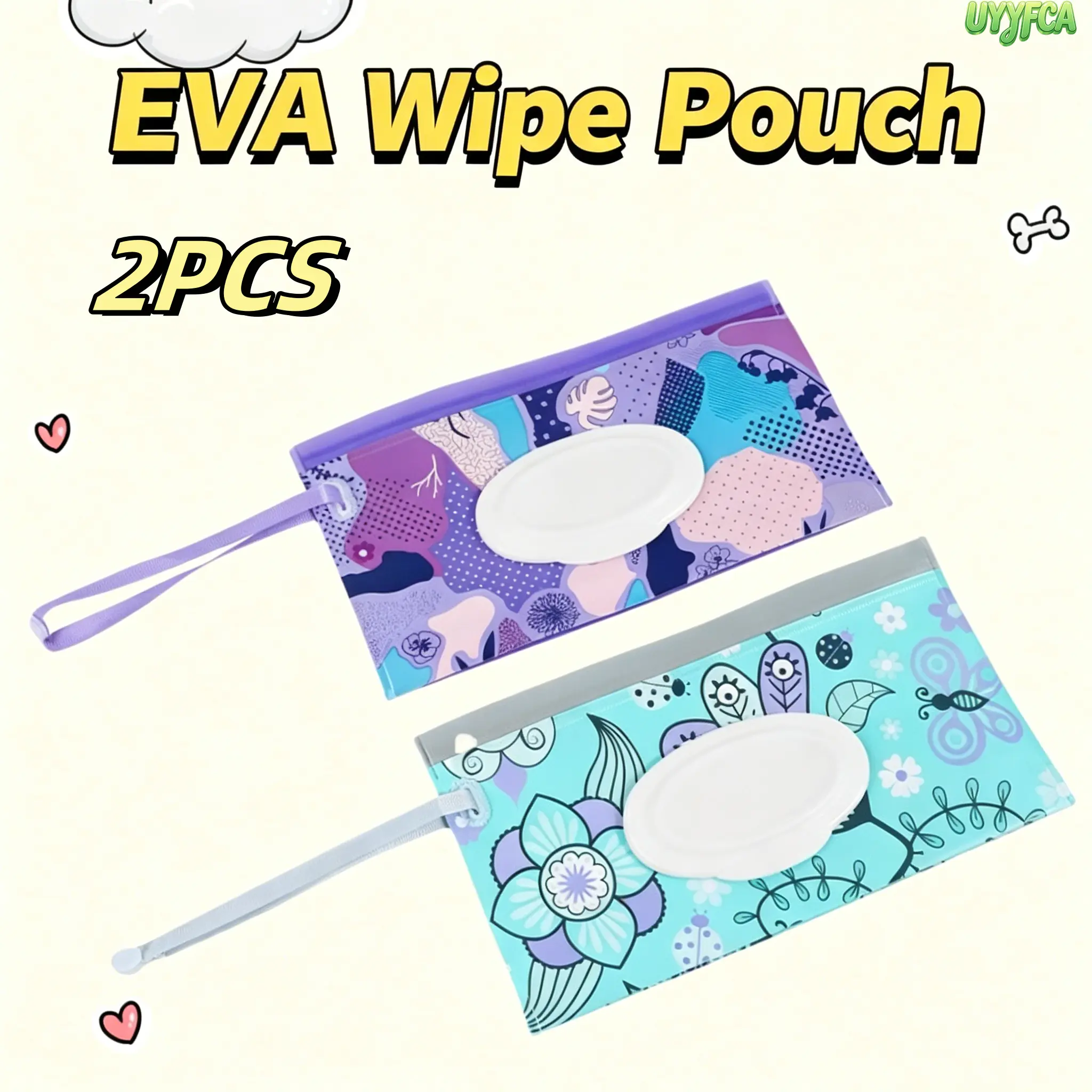 2 Pack Wipe  EVA Wet Wipe Pouch, Portable Refillable Travel Wipes Dispenser with Snap Flip Lid and Carry Strap,Wipes Container, Leakproof Moisture Lock Design, Good Things In The Kitchen, Father's Day gift Beach vacation essentials Summervibes
