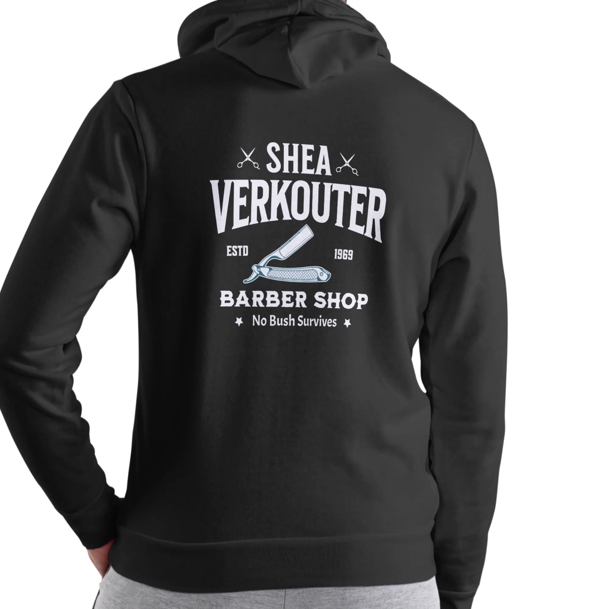Men's Cotton Blend Casual Barber-Themed Comfortable "No Bush Survives" Funny Hoodie - Unisex Long-Sleeve Pullover Sweatshirt, Barber-Themed Men's Hoodies, Comfortable Men's Hoodies