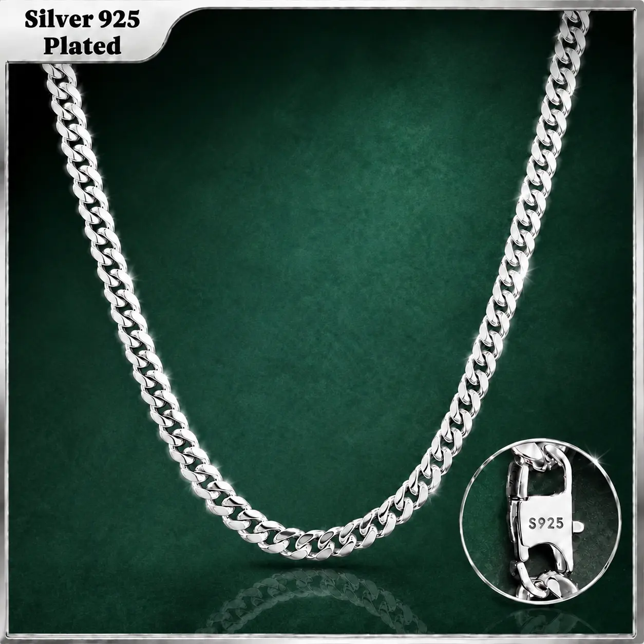 Holylegend  S925-Plated Concave Monaco Cuban Necklace Chain 24 Inches Long,Tarnish-Free, 6mm/8mmWidth, Secure Clasp, Gift， Fresh Gold Styles For Everyday Wear
