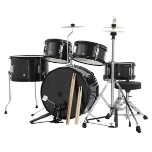 GAOMON 5-Piece Junior Drum Set, A Complete Kit for Kids with Stool, Sticks & Pedal, Beginner Set, Perfect Musical Gift for Boys & Girls, Black Percussion Instrument Cymbals