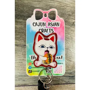 Anime Cat Granny Inspired Badge Reel/ID Clip Retractable-(Alligator, Belt, MRI Safe, Carabiner Clips) & Non-Retractable Clips
