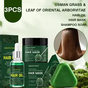 Herbal Shampoo Bar, Usman Essence, And Usman Hair Mask, Designed for Deep Cleansing. It Is Rich in Natural Such As Usman Grass, Cedar Leaves, Ginseng, Fo-Ti, Rosemary, And Coconut Oil, Gentle Plant Extracts Shampoo