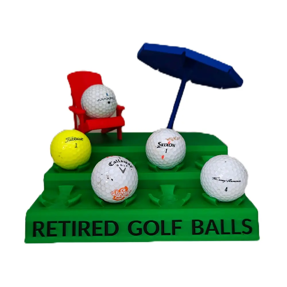 Retired golf ball stand hole in one birdie eagle trophy accomplishment decoration home office course desk