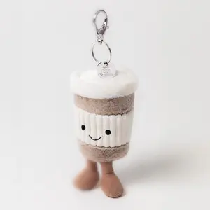 Jellycat Coffe To Go Soft Plush Keychain - Adorable Rabbit & Animal Bag Charms | Cute Cuddly Collection | On-the-Go Accessory | Ideal Charm for Girls | Stylish Keyring | Kawaii Gift Option