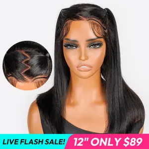 [LIVE SUPER DEAL] West Kiss Pre Braided Glueless Human Hair Wigs Short Straight 13x4 Lace Front Bob Wig Pre Plucked Hair Pre Styled Beginner Friendly