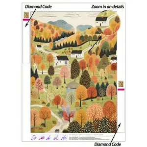 5D DIY Diamond Painting, Natural Landscape, Mountain Wall Art Diamond Painting Kits, European And American Folk Countryside Scenery Handmade Decorative Painting, Exercises DIY Skills And Concentration, The Best DIY Craft