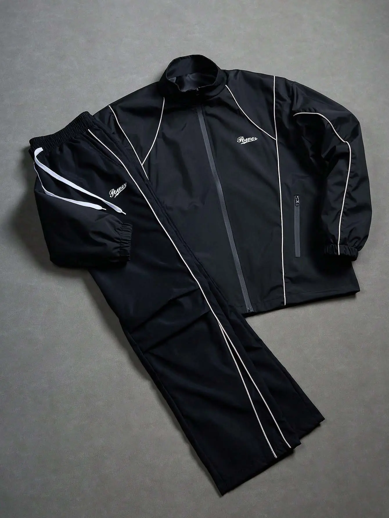 Men's 2 Piece Casual Tracksuit Outfit, Colorblock Long Sleeve Top with a Stand Collar and Zipper, Matching Pants with Contrast Line Embroidery, Outfits, Clothes, 2 Piece Sets, Men's 2 Piece Sets