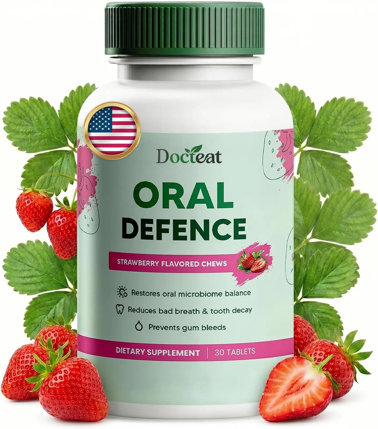 Oral Defence – Daily Oral Support with Enzymes, Hydroxyapatite, Xylitol and a Blend of 3 Probiotic Strains – Non-GMO, Stimulant-Free Formula – Made in USA – 60 Oral Dissolvable Tablets, 1-Month Supply