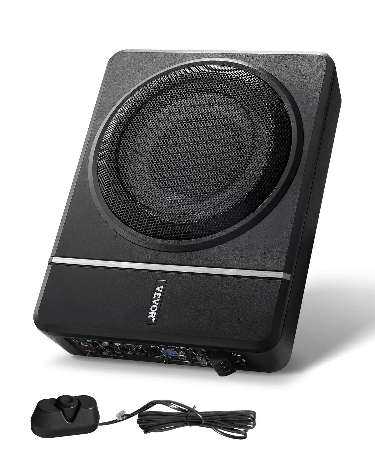 【Summerfinds】VEVOR 8" 240W Underseat Car Subwoofer,Slim Powered Car Subwoofers Under the SeatLow Profile Audio Sub Built-in AmplifierHigh/Low Level Input & Volume Controller for SUVsCarTruckRV, Car Audio System, Car Subwoofer Enclosure