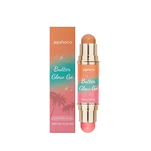 Multi-Purpose Contouring Stick (Brown + Peach) Double Head 3-Dimensional Soft Mist Effect Portable Tinted Blush Contouring Stick