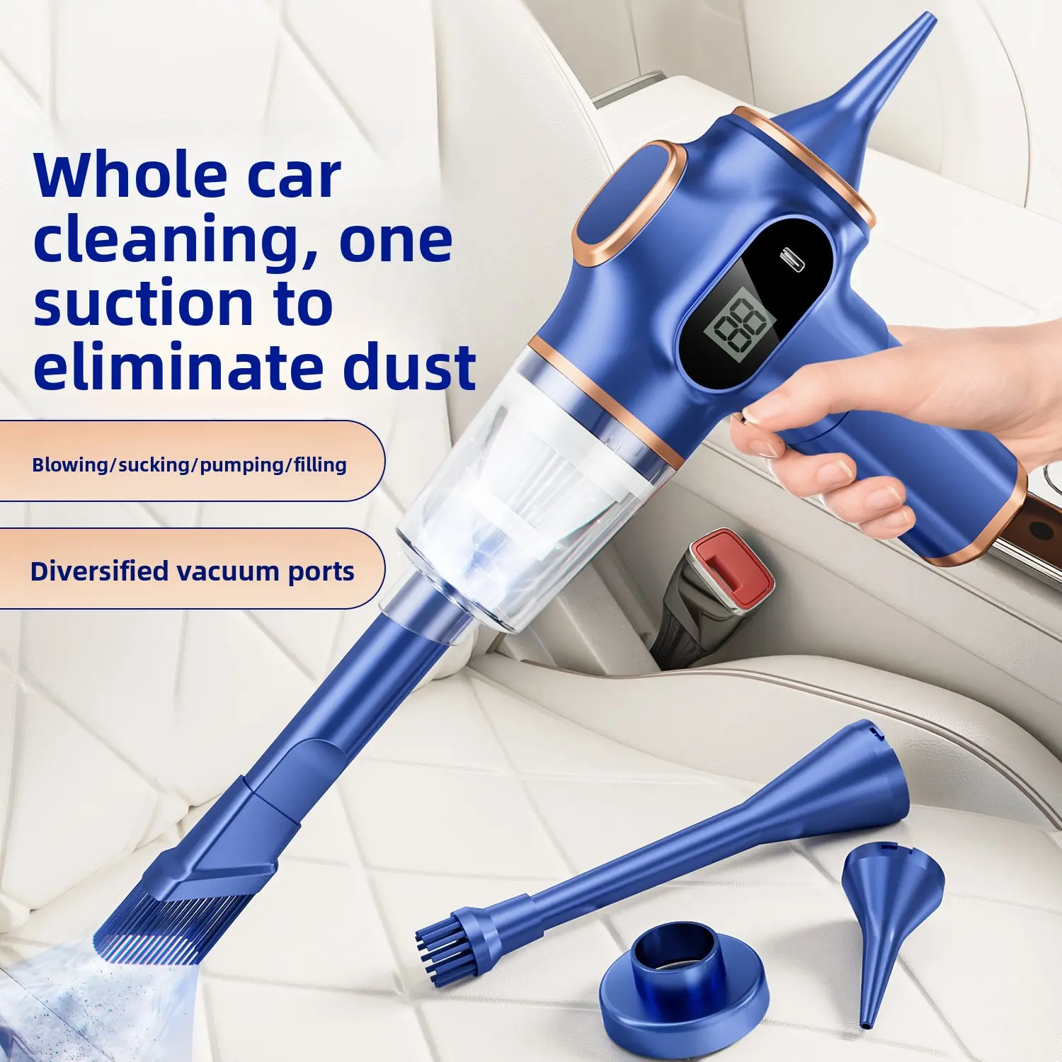 Cordless Handheld Vacuum, Compact Mini Suck-Blow Dual-Function Cleaner with Strong Suction, Fully Cordless Device for Car Interior Care and Home Use, Handheld Vacuum Cordless