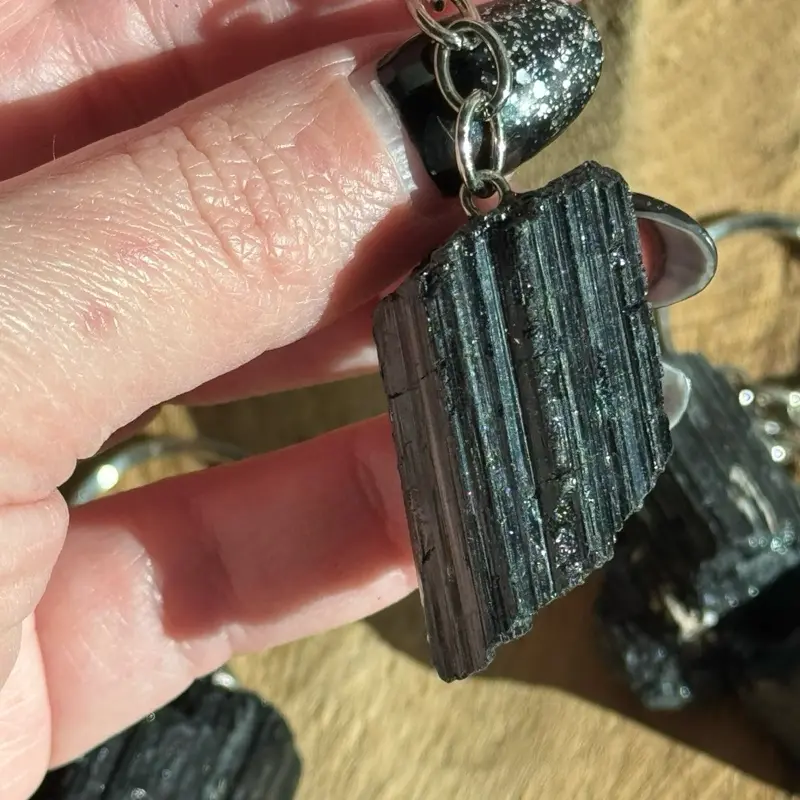 Black tourmaline protection keychain Black tourmaline protection keychain