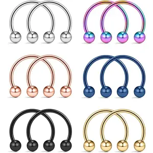 316L Surgical Steel CBR Horseshoe Circular Rings Nose Eyebrow Tragus Lip Ear Hoop Ring  20G 6MM 8MM 10MM 12MM