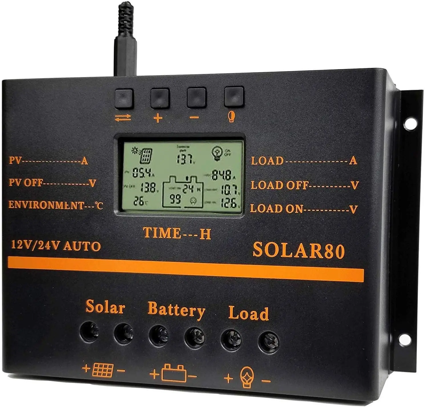 LCD Display Solar Charge Controller, Photovoltaic Power Generation Battery Charging Regulator for Home Use