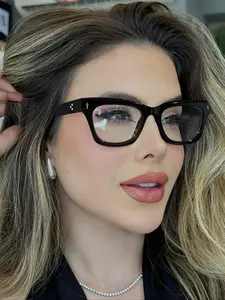 Unisex Retro Acrylic Reading Glasses, Lightweight Durable Glasses, Anti-Blue Light Frame, Casual Style for Daily Use, Office Commute & Computer Gaming