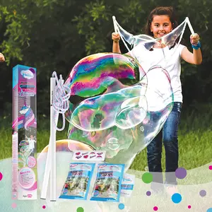 WOWMAZING Giant Bubble Kit: Unicorn - Incl. Wand, 2 Big Bubble Concentrate Pouches and 8 Sun-Activated Magical Stickers | Bubbles Made in The USA