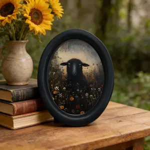 Vintage Frame Wall Decor, Artistic Halloween Atmosphere Decoration, American Retro Style, Suitable for Halloween, Christmas, Thanksgiving, Sheep
