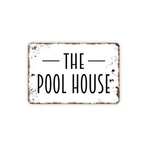 The Pool House Sign| Rustic Coastal Wall Decor| Beach House Swimming Pool Area Family Home Sign| Metal Sign or Canvas Wall Art