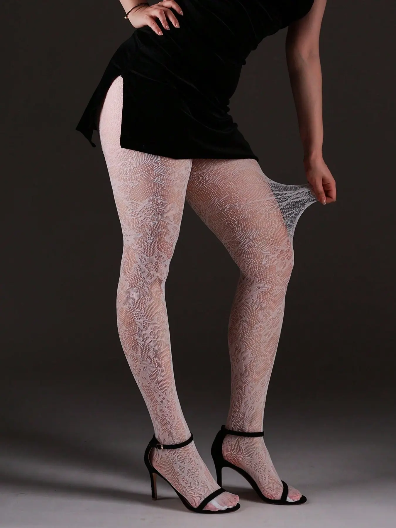 Large Jacquard Mesh Stockings, Floral Cut-Out Leggings, Sexy Fashion, Women Pantyhose, Perfect for Parties, Home, Office, Halloween, Y2K Gothic Style