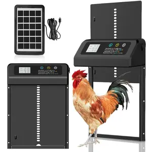 Automatic Solar Chicken Coop Door with Timer & Remote Control, Anti Pinch Type Chicken Coop Door, Durable Aluminum Door Suitable for Chicken & Duck Farms, Chicken Cage, Chicken Coop Enclosure
