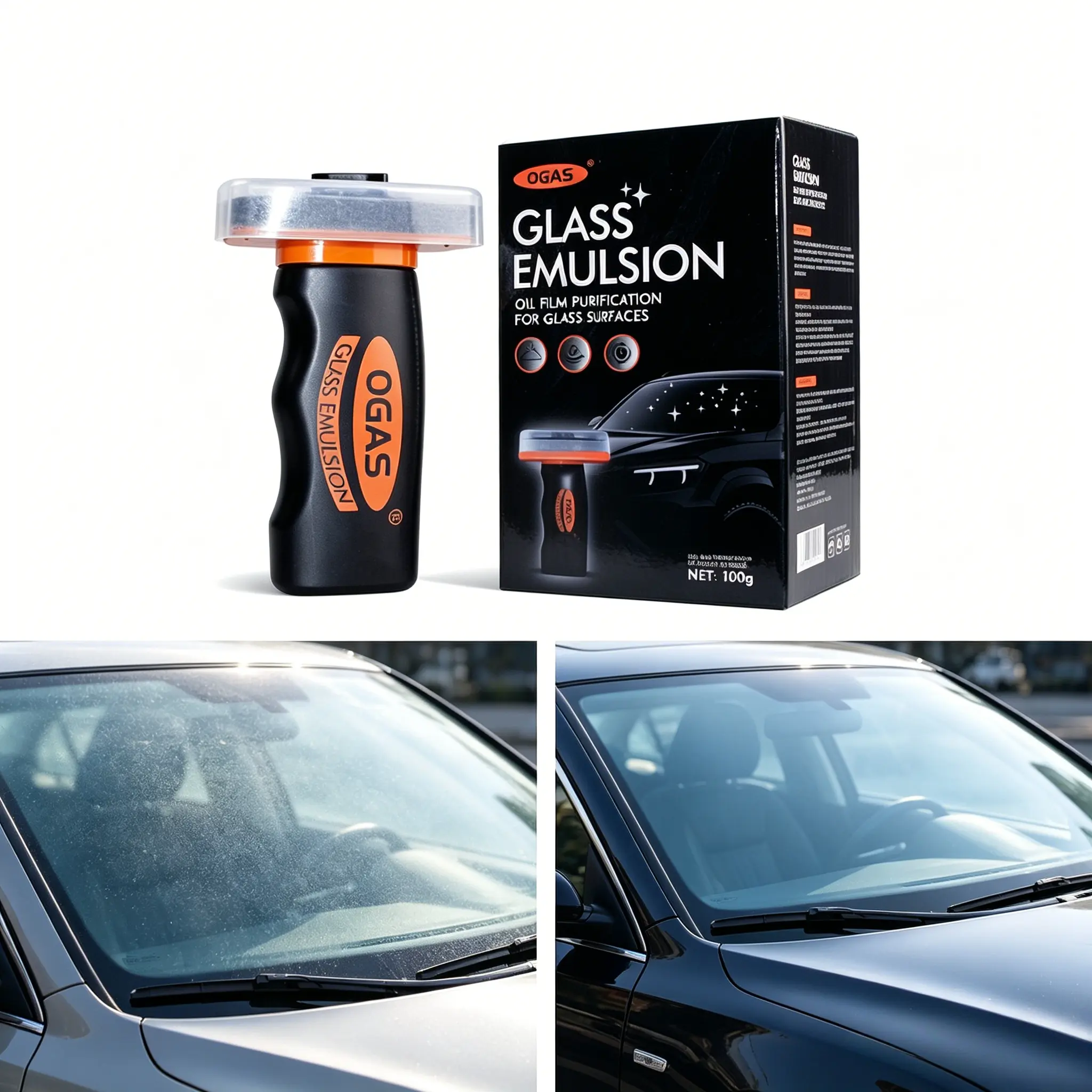 Compact Handheld Oil Film Cleaner – 100g Glass Decontamination Paste for Car Windows & Windshield, Removes Grease & Film Without Traces, Ideal for Road Trip Prep,effective oil film remover