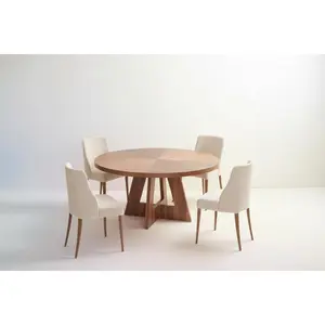 Modern Round Wooden Dining Table – Minimalist Dining Furniture