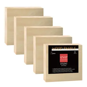 AYJKSEVEN Unfinished Birch Wood Boards Canvas for Painting, 5 Packs 3/4'' Deep Cupohus 11'' x 14'' Wooden Cradled Panels for Pouring Art, Crfats, Paints and More
