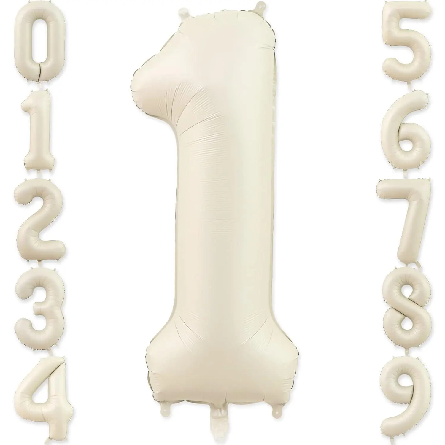 1 Balloon, Number 1 Balloons 40 Inch, Sand White Large Big Foil Number 1 Balloon For First Birthday Party Graduation Wedding Anniversary Baby Shower Bachelorette Decoration Supplies