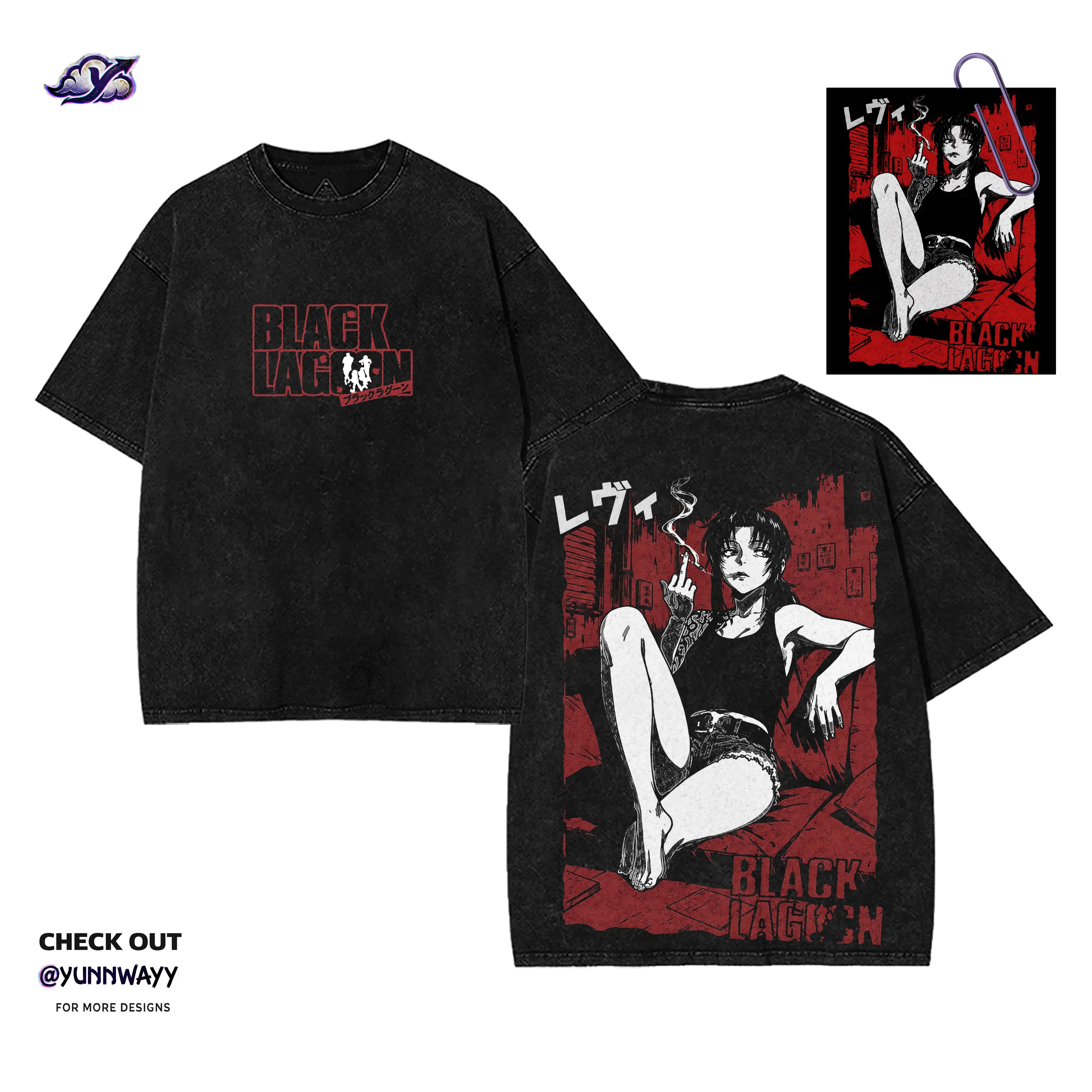 Vintage Black Lagoon Revy Shirt, Unisex Casual Streetwear Short Sleeve T-Shirt, Fashion Streetwear Style Otaku Fan Clothes