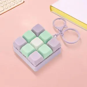 1pc Keyboard Key Cap Keychain, 9-Key Cube Keychain Stress Relief Button Toy, Creative Durable Keyboard Pendant Bag Charm Decoration Gift For Friends, Keychain For Bags