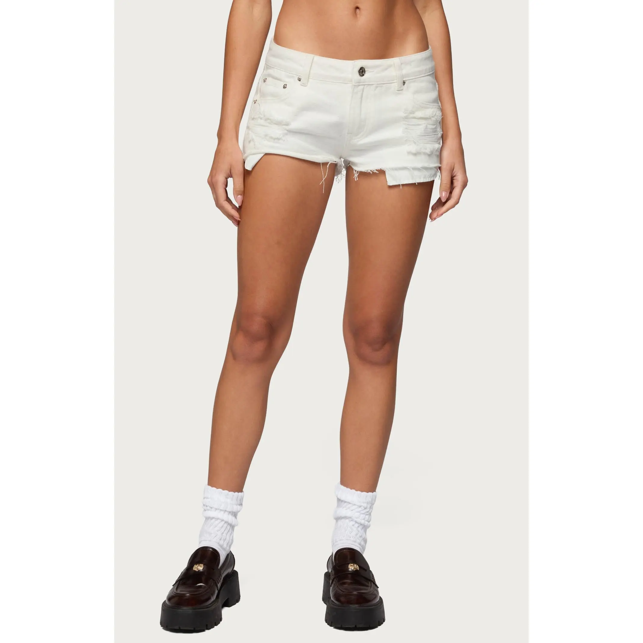 Edikted Women's Devin Low Rise Micro Denim Shorts