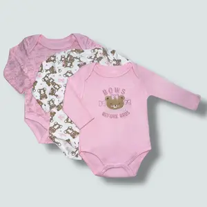 Girls 3 Pack Long Sleeve Bodysuit - Bows Before Bros