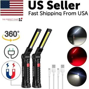 Work Light Rechargeable LED COB Mechanic Flashlight with Magnetic Base and Bright Design - Fast Shipping from USA