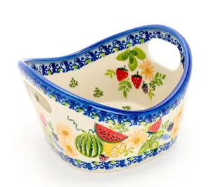 Lidia's Polish Pottery Hand Painted Small Basket