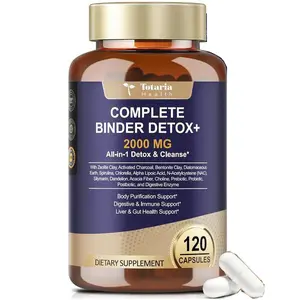 2000MG All-in-1 Detox Binder, Activated Charcoal, Zeolite, Bentonite Clay, Alpha Lipoic Acid, 7-Layer Detox & Cleanse Supplement, Liver & Gut Support, 120 Counts