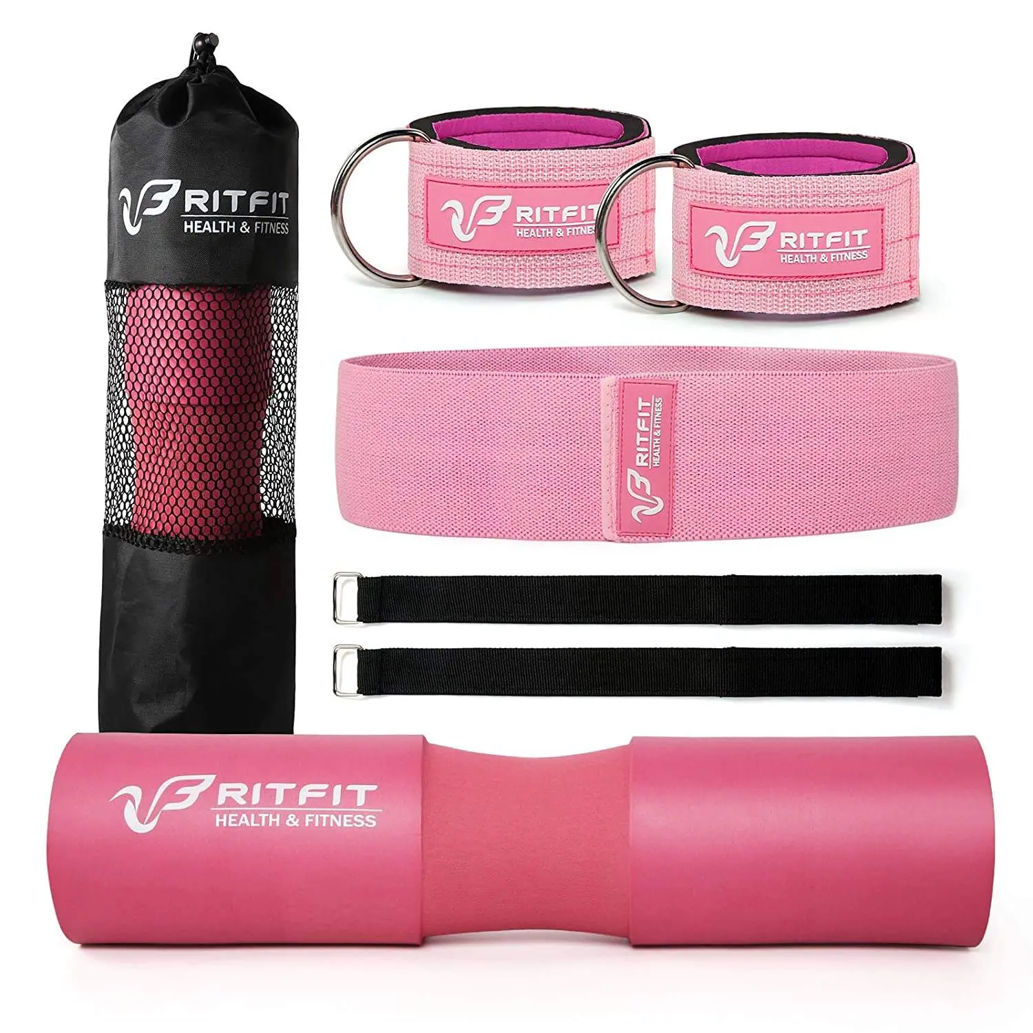 RITFIT 7-Pack Barbell Squat Pad - Quick-Slip Easy Install Design, Anti-Slip Matte Finish, Secure Hold Workout Band, Standard Gym Accessories, Home Gym Kit for Risk & Injury Reduction, Quick-Slip Grip
