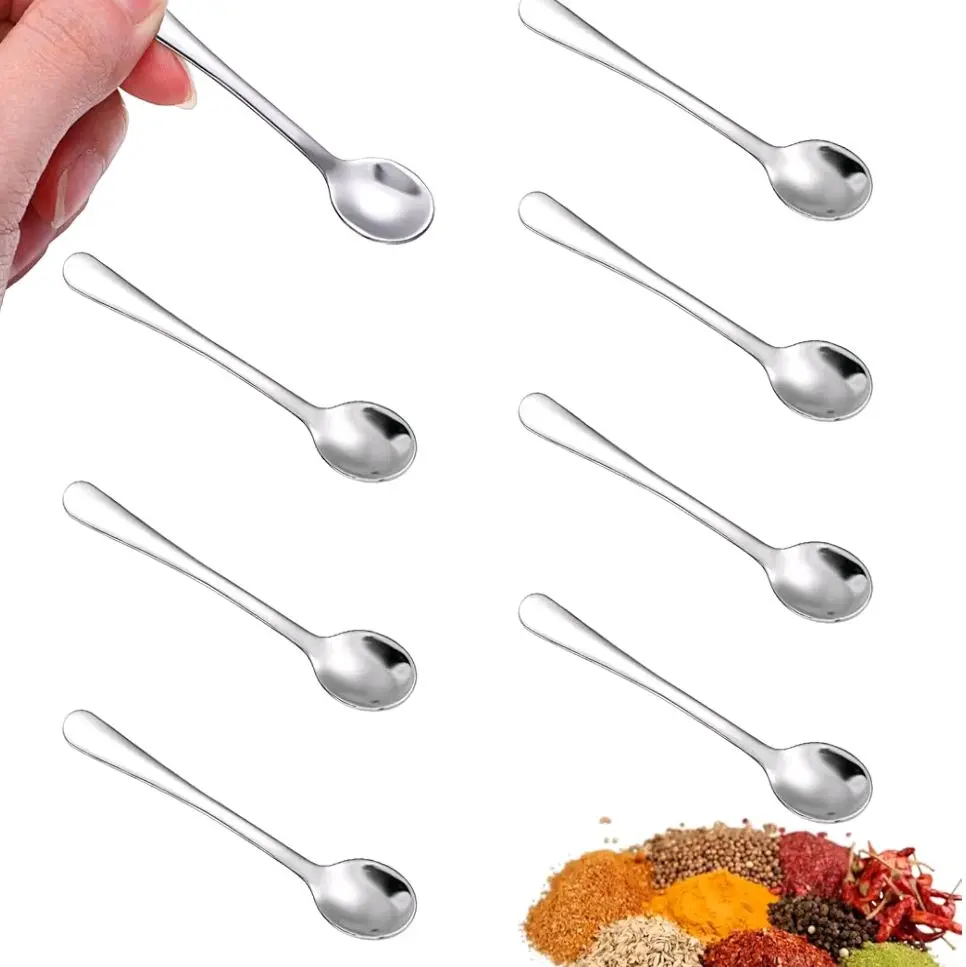 12pcs Tiny Stainless Steel Spoons for Spices Jars, 2.95 Inch Small Teaspoons Mini Spoons for Spices Salt Sugar Pepper Honey Coffee Tea