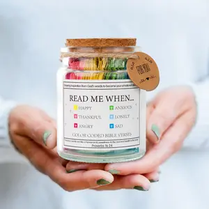 Read Me When Bible Verses Jar Religious Christian Valentine's Day Birthday Gifts for Women Men, Christian Devotionals for Women Catholic Faith, Color Coded Bible Verses in a Jar, Inspirational Gifts for Women Religious