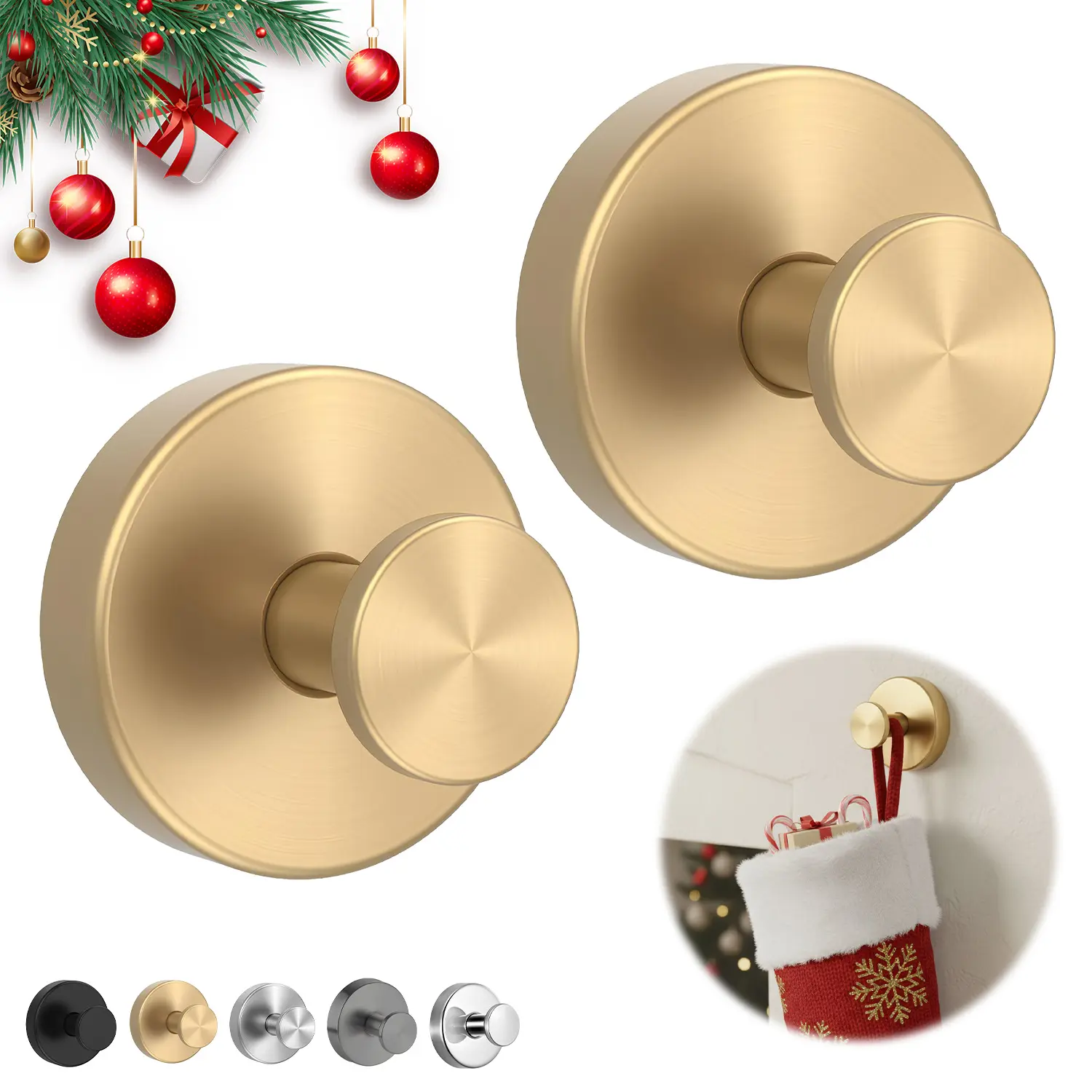 2PCS Strong Suction Cup Hooks – Waterproof Wall Hooks for Bathroom, Shower, Kitchen, Glass & Tile | Heavy Duty Removable Hooks Hold up to 15 lbs
