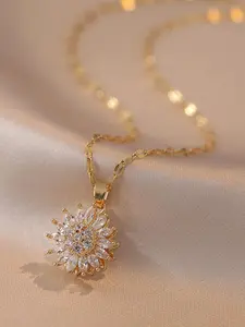 Sunflower Design Artificial Gemstone Decorated Fashionable Jewelry Set, Fashion Jewelry for Party, Daily Clothing Decor, Trendy All-match & Exquisite Jewelry for Birthday Gift